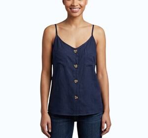 Market & Spruce Elsa Button Front Cami Navy Blue Women Size XL NWT